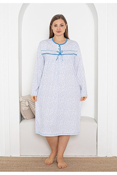 embody Lady's Nightdress in Soft Cotton, Long Sleeves, batal 402