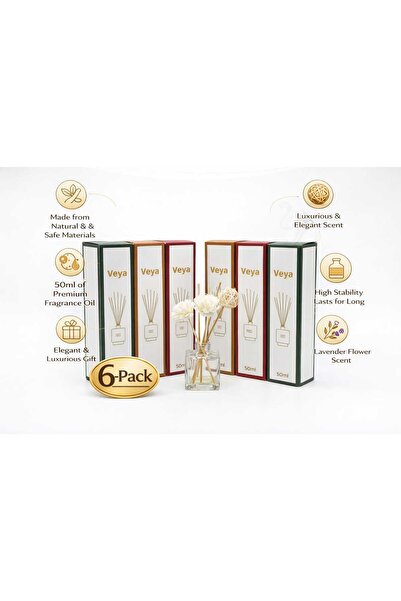 VEYA Via 6-piece reed diffuser set – Rose, Gardenia & Lavender – 50ml – 6-pie...