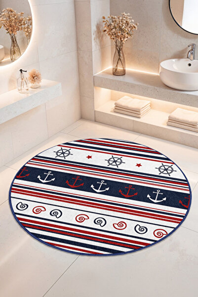 Home Denizci Temalı Kaymaz Tabanlı Yıkanabilir Banyo Halısı