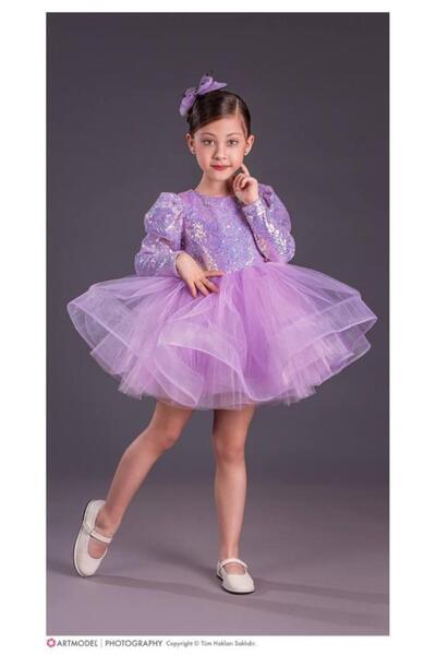 RAPAPA Рокля за специални поводи за момичета с пайети 1660-61 ЛИЛАВ