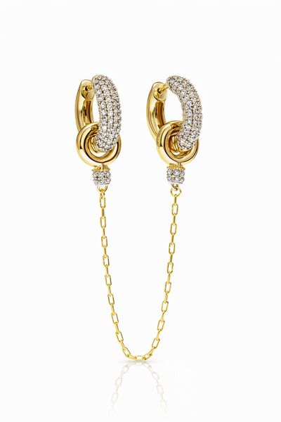 Sense of Atelier Chain Link Double Earrings-Gold/Silver
