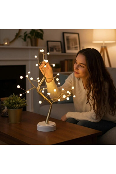 Energic Masaüstü Boncuklu Şarjlı Ağaç Lamba