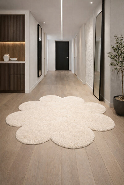 KEVLİNE Modern Dekoratif Yuvarlak Salon Halısı Çocuk Odası Yolluk Kaymaz Taba...
