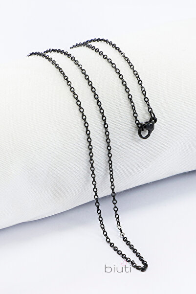 biuti 316L Paslanmaz Çelik Zincir Siyah Renkli 60cm, Yedek İnce Zincir