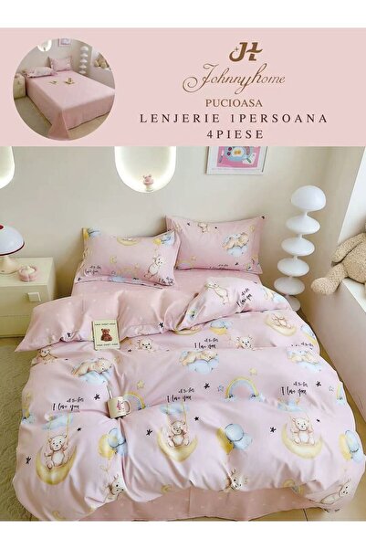 trendyhome Bed Linen 1 Person 4 Pieces, Fine Cotton, Modern Print