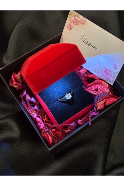 lotusbybuket خاتم من الزركونيوم الفولاذي في صندوق أحمر مضيء (سيتم تغليفه بالش...