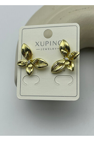 BİJU YILMAZ Xuping gold stone flower earrings - 25xpkp366