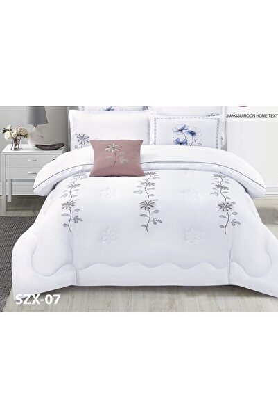 alzawia طقم لحاف مفرش سرير نفرين ملكي ومريح وناعم 6 قطع مزدوج منقوش مقاس اللح...