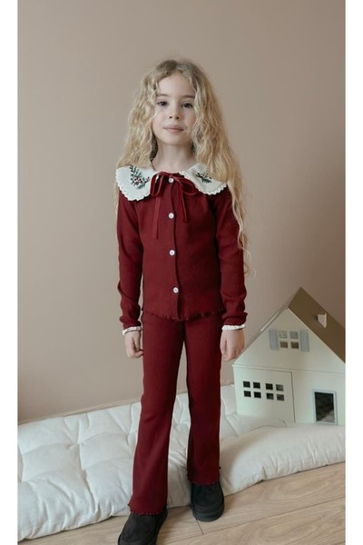 Patriko SET ELEGANT PENTRU FETE, SEZONUL NOU, CU GULER BRODAT, TOP ȘI PANTALO...