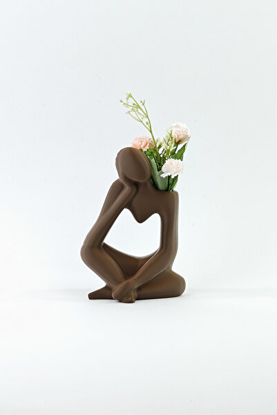 ChillOutlet Vase with artificial flowers Brown Woman 24x12 cm