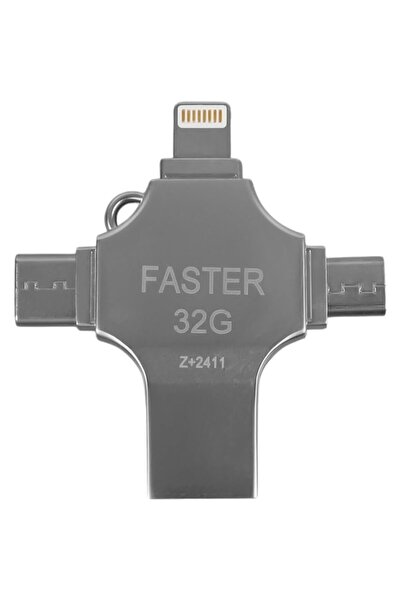 AyrStore 4 in1 Metal 32 GB Flash Bellek (USB - Type-C - Micro USB -)