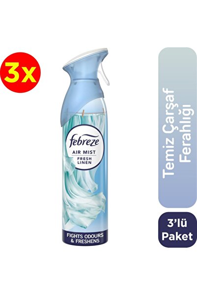 Febreze Hava Ferahlatıcı Sprey Oda Kokusu Temiz Çarşaf 185 ml 3 Adet