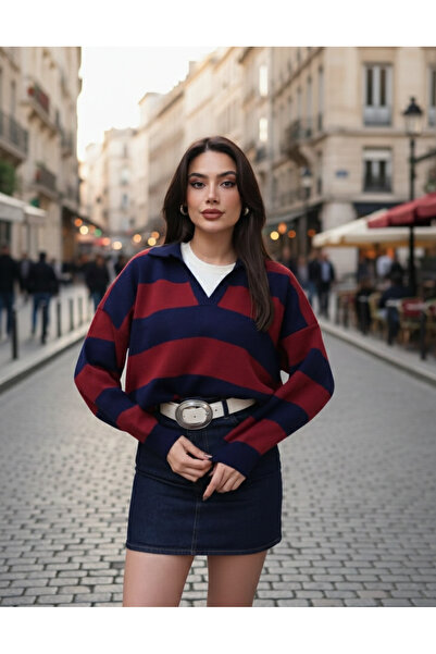 Pelin Jeans Tri̇ko Sweater with Collar