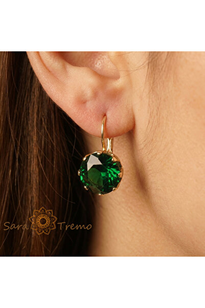 SaraTremo Imperial Emerald Earrings – 18K Plated Brazil Earrings