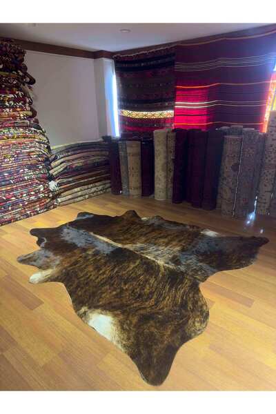 DOGANLAR ANTIQ GERÇEK DERİ NATUREL DANA DERİSİ 328 KOYU KAHVE 200X220 POST HALI