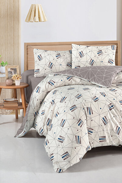 First Choice Adrian 100% Cotton Double Duvet Cover Set - Fitted Sheet