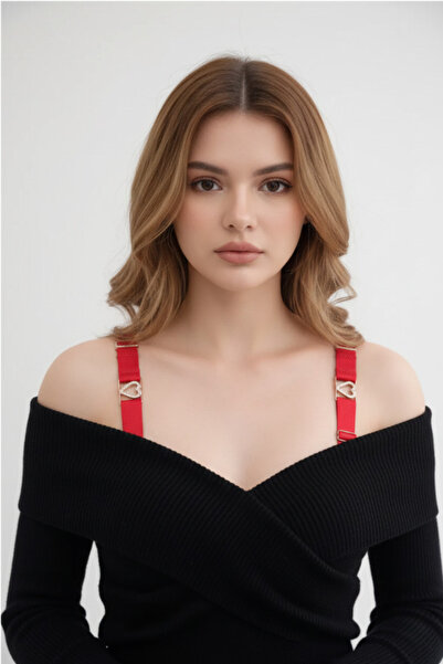 shop Kırmızı Taşlı Kalp Figürlü Sütyen Askısı - Parlak Kristal Detaylı Şık Ak...