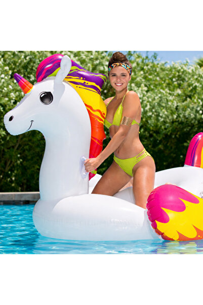 TOHA Best Way Mega Unicorn Şişme Deniz Yatağı & Ada Binici | Tutma Kulplu (14+)