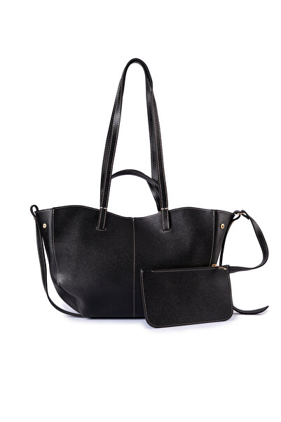 GLONDY Valore Faux Leather Wallet Detailed Women's Shoulder Bag Black
