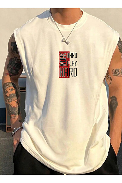 SUNFREE ملابس رياضية مطبوعة عليها WORK HARD، ملابس رياضية بدون أكمام، تي شيرت...