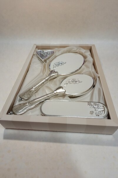 SABMAR Nişan Bohça Seti Aynalı Tarak Fırça Seti Çeyizlik Saç Bakım Seti 072kh...