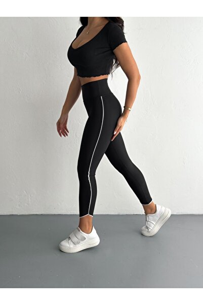 bessomoda High Waist White Ribbed Tights