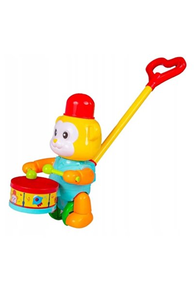 Toy Toy Toy Jucărie de tras pentru copii, Maimuță cu tobă roșie