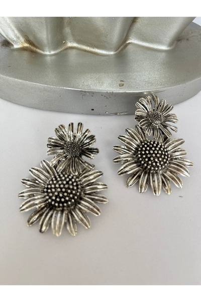 My Glowya Silver Color Tarnish-Resistant Steel Earrings with Flower Figures, ...