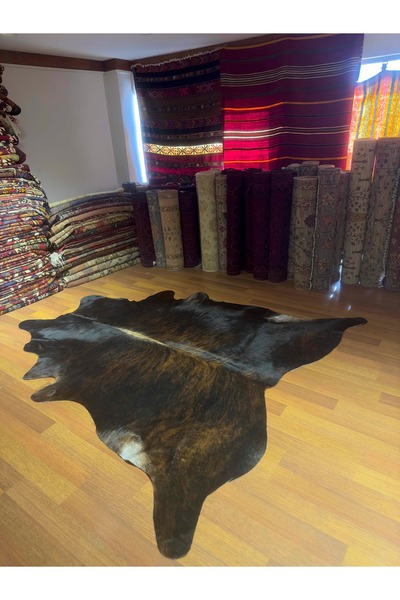 DOGANLAR ANTIQ GERÇEK DERİ NATUREL DANA DERİSİ 329 KOYU KAHVE 230X230 POST HALI