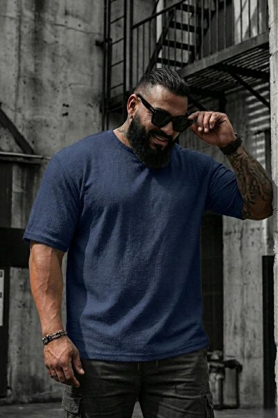 Oksit Shell Pattern Lycra Men's Plus Size Seersucker (Embossed) Textured T-Shirt