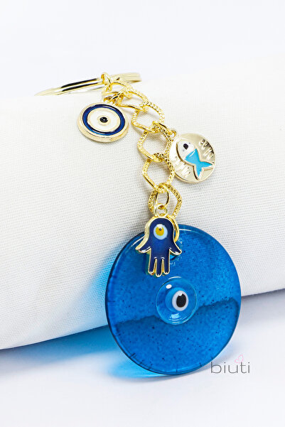 biuti Breloc cu mărgele din sticlă turcoaz Fusion, lucrat manual, ornament pe...