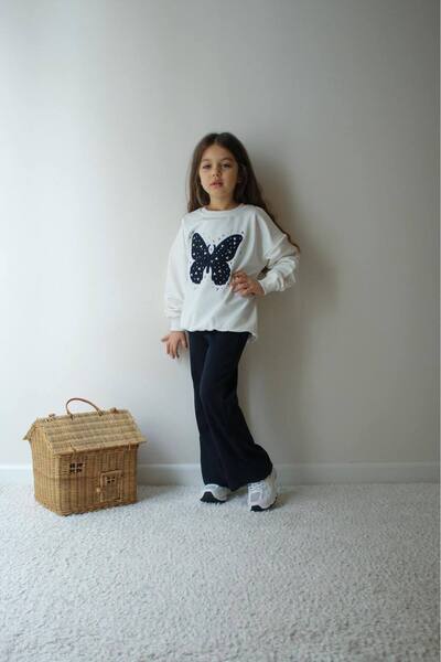 ARBİ kids Girl's Butterfly Patterned Two-Thread Full-Patterned Stylish Set