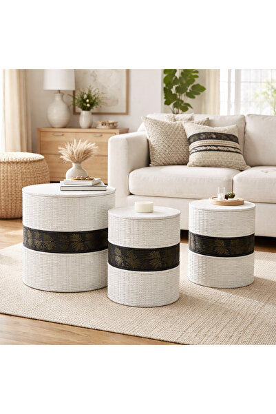 Vi Markets A stylish set of three cylindrical accent pieces featuring a moder...