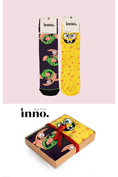 Inno Cartoon Patterned Fun Boxed Gift Set of 2 Socks