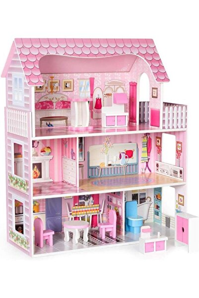 First pro مجموعة ألعاب بيت الدمى الخشبي الكبير للأطفال