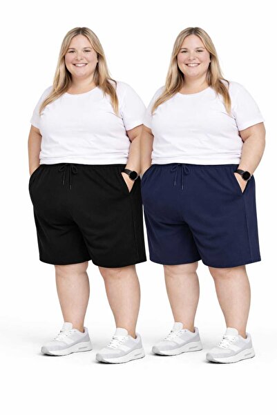 TREND ALİSSE 2 قطعة من شورتات فيسنا كبيرة الحجم 2X-3X-4X-5X-6X-7X باللون الأس...