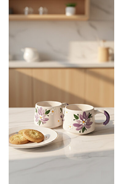 RGS HOMELİFE 2'li El Yapımı Seramik Kupa Seti, Seramik Kahve, Espresso ve Çay...