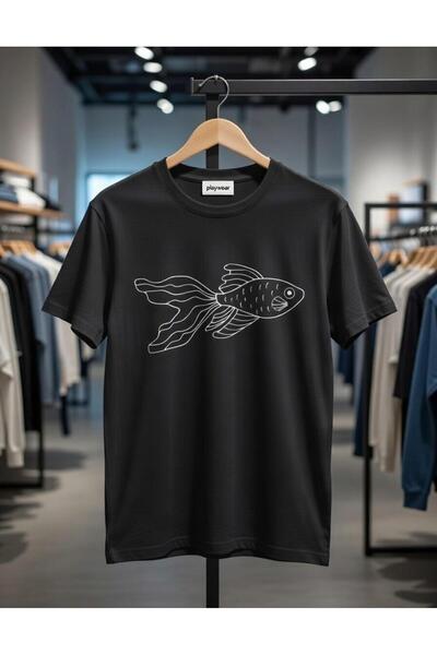 playwear PLAY WEAR Tricou unisex cu imprimeu FISH, cu decolteu rotund