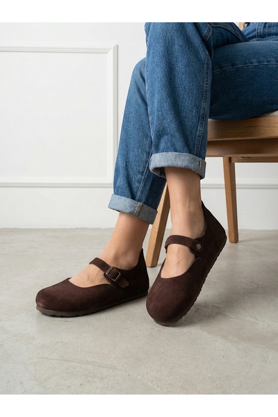 Mycorni Hakiki Süet Deri Mantar Taban Ortopedik Anatomik Kadın Babet