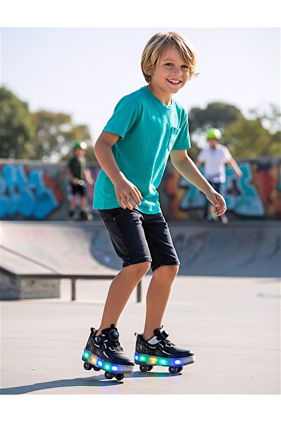 Stitch PATENLi AYAKKABI PATENLİ IŞIKLI SPOR AYAKKABI 4 TEKERLEKLİ KAYKAY