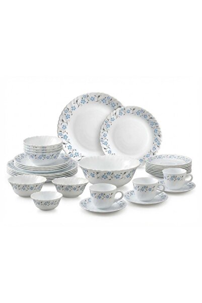 La Opala طقم عشاء كلاسيكي مكون من 44 قطعة مصنوع من أوبالوير بلون أزرق جريس