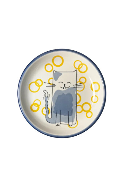 NO BRAND Bol pentru hrană pentru pisici, design pisică zâmbitoare, 12,5 cm