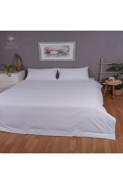 DNC home tekstil طقم غطاء لحاف مزدوج من الكتان الأبيض الفاخر