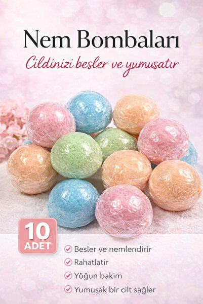 GELDİMİCOM 10 adet 50gr nem bombası nem topu manikür pedikür spa banyo nemlen...