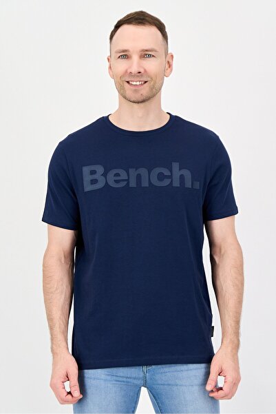 BENCH Men Crew Neck Short Sleeve Brand Logo T-Shirt, Navy