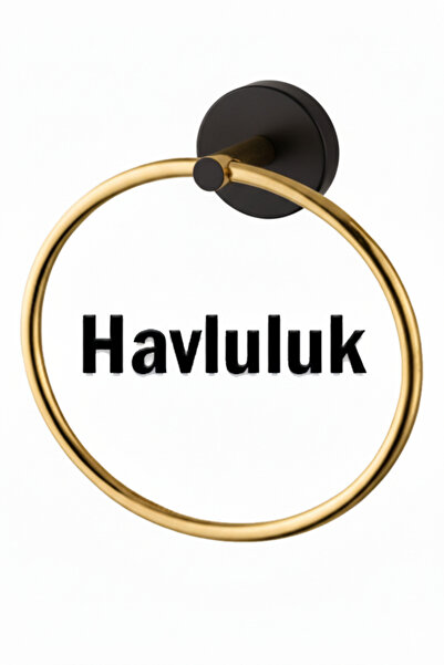 tesitay Yuvarlak Havluluk Siyah Gold Renk