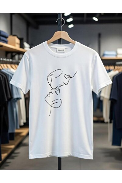 playwear PLAY WEAR Unisex Χαλαρή Εφαρμογή MINIMAL LOVE COUPLE Μπλουζάκι με στ...