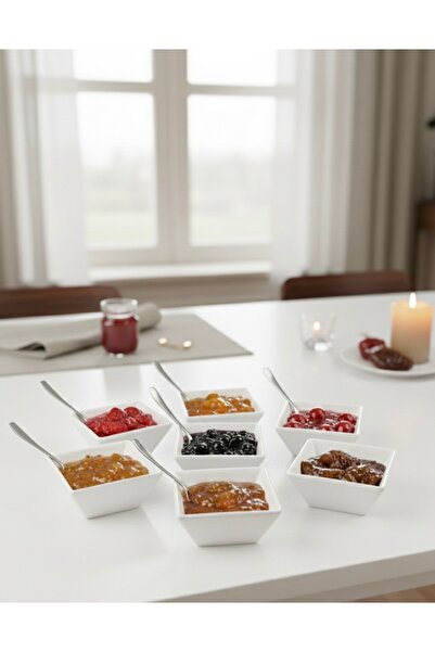 Mebey Home 6’lı Porselen Mini Sosluk,Reçellik,Kahvaltılık,Sunumluk 7.5 cm