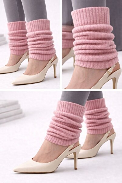 SBA SOCKS Powder Pink Ribbed Drawstring Knee Socks – Soft Textured Trendy Com...