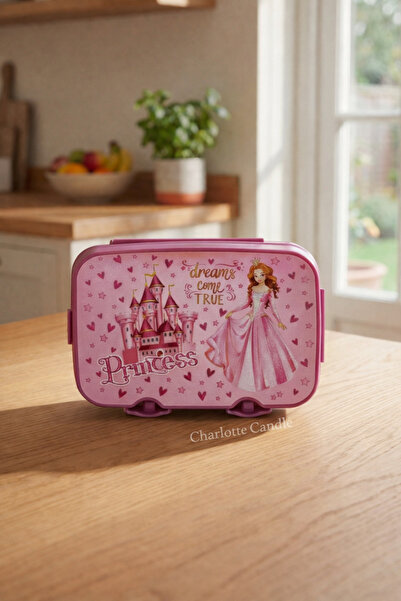 Charlotte Candle Prenses Desenli Pembe 4 Bölmeli Çocuk Beslenme Kutusu Saklam...